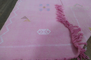Handmade Moroccan Cactus silk Sabra area rug , 7.61 FT × 4.33 FT ( 232 Cm × 132 Cm ), Authentic handwoven carpet - MarrakeshLoom