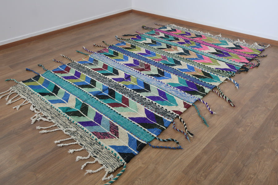Handwoven Moroccan flat-weave wool Kilim area rug - ( 250 × 150 Cm ) - MarrakeshLoom