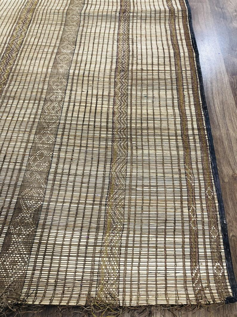 Tuareg Mat Rug 9.28×6.03 FT ( 283 × 184 Cm ), Vintage handmade Reed Carpet, Authentic Ethnic Tribal Nomadic Sahara Desert Rug - MarrakeshLoom