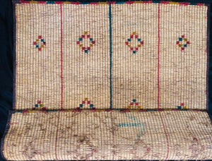 Vintage Small Handmade Tuareg Mat Area Rug - ( 106 Cm × 96 Cm ) Authentic Ethnic Tribal Nomadic Sahara Desert Rug - MarrakeshLoom