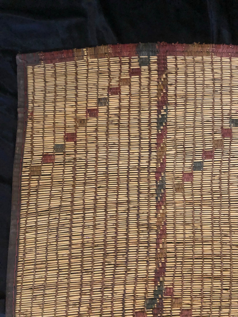 Vintage Small Handmade Tuareg Mat Area Rug - ( 103 Cm × 97 Cm ) Authentic Ethnic Tribal Nomadic Sahara Desert Rug - MarrakeshLoom