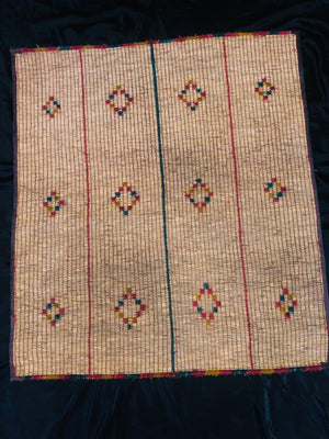 Vintage Small Handmade Tuareg Mat Area Rug - ( 106 Cm × 96 Cm ) Authentic Ethnic Tribal Nomadic Sahara Desert Rug - MarrakeshLoom