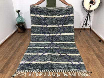 Handmade Moroccan Berber Beni Ourain Rug - 8.53 FT x 5.05 FT ( 260 x 154 Cm ) Authentic handwoven carpet , Free Shipping - MarrakeshLoom