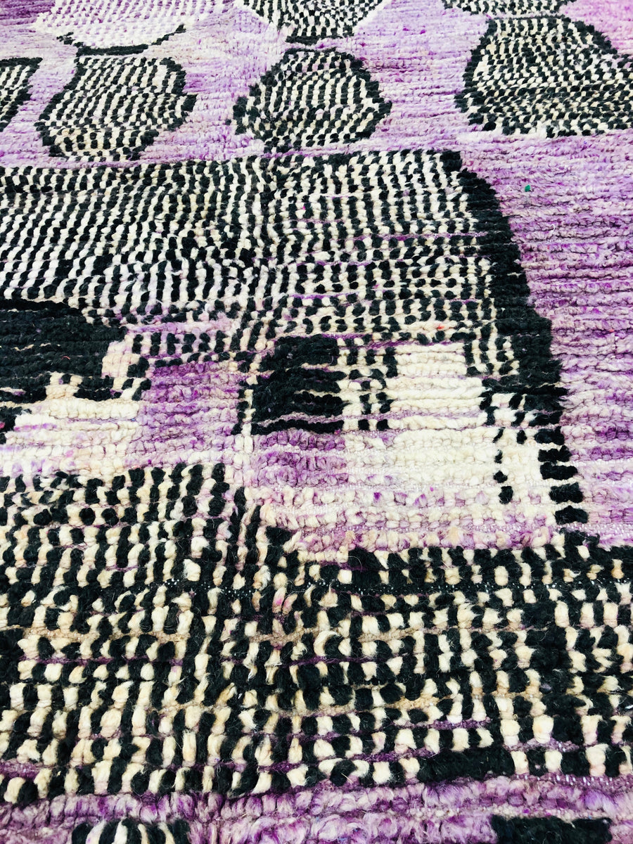 Vintage Handmade Moroccan Berber Boujaad wool Rug - ( 220 CM × 142 CM ) , Authentic handwoven Boujad carpet - MarrakeshLoom