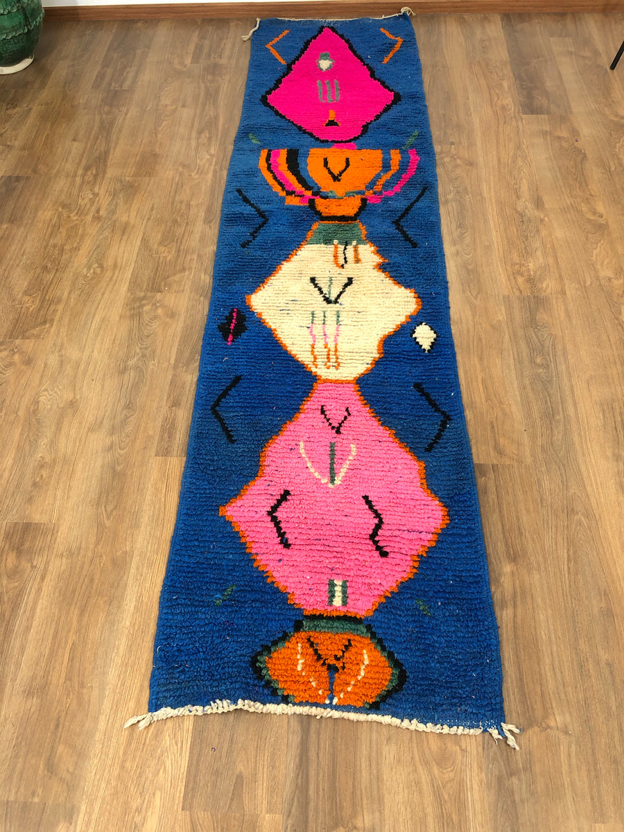 Vintage Moroccan Berber wool Runner - 9.67 FT × 2.29 FT ( 295 Cm × 70 Cm ) - MarrakeshLoom
